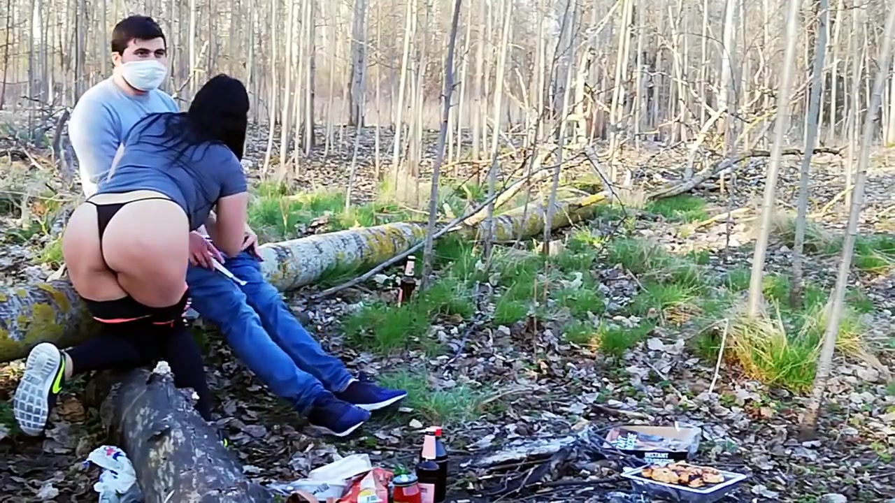 Step brother fucked stepsister in a barbecue forest in coronavirus epidemic 2020