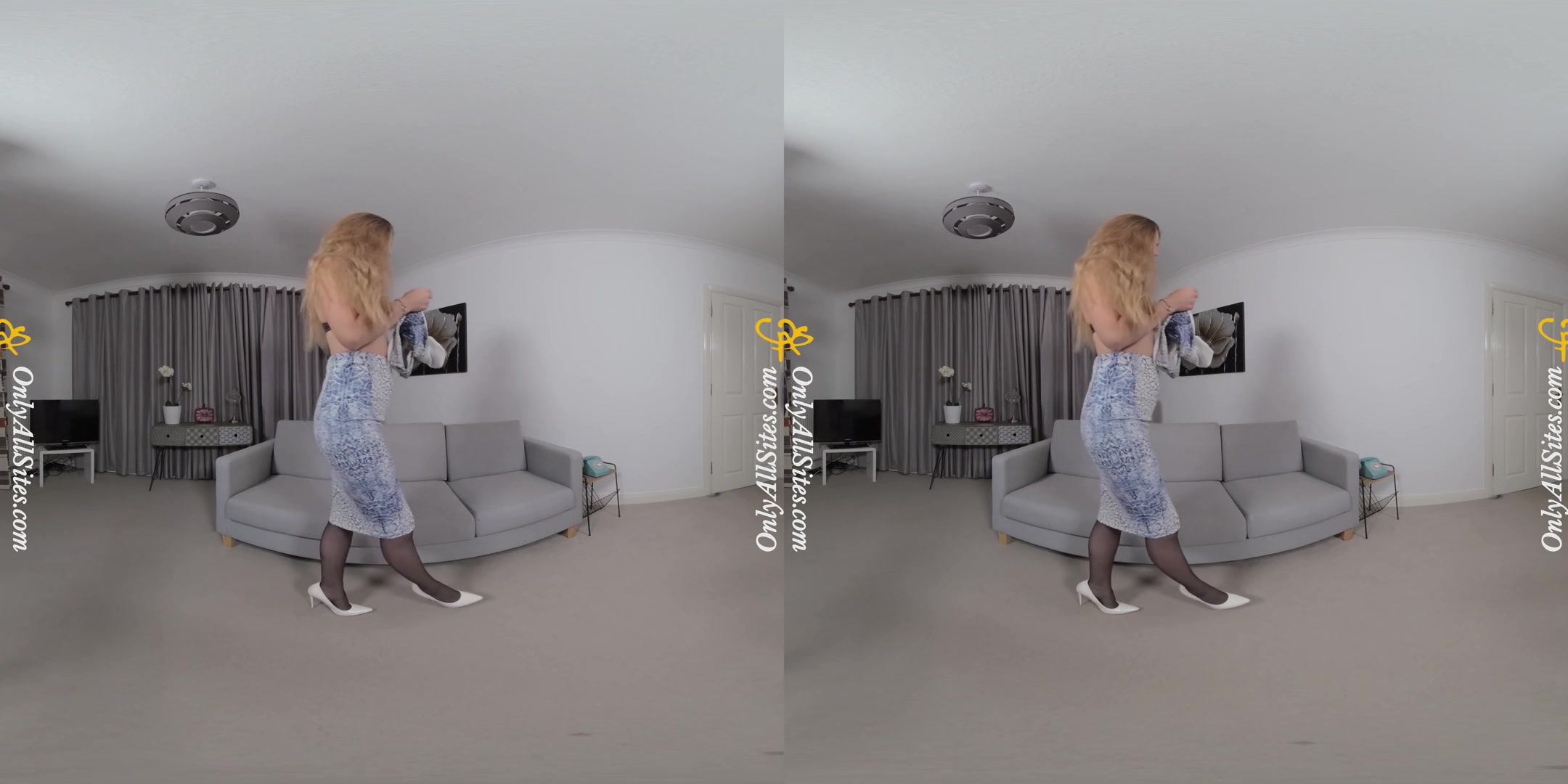 Blonde British Hottie Strips - OnlyTease