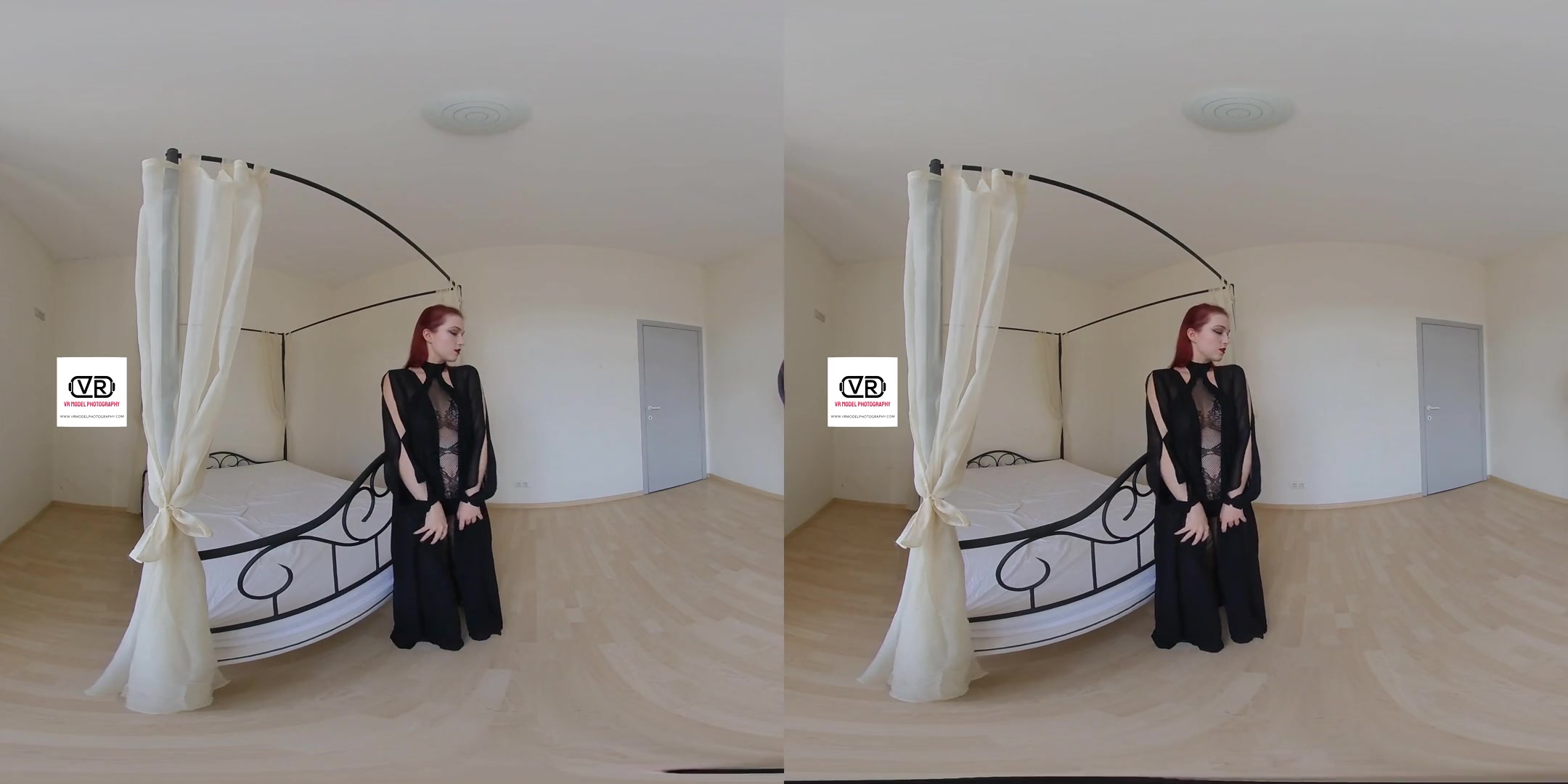 Lady BTS Nude Shoot - Redhead Shaved Long Hair Lingerie