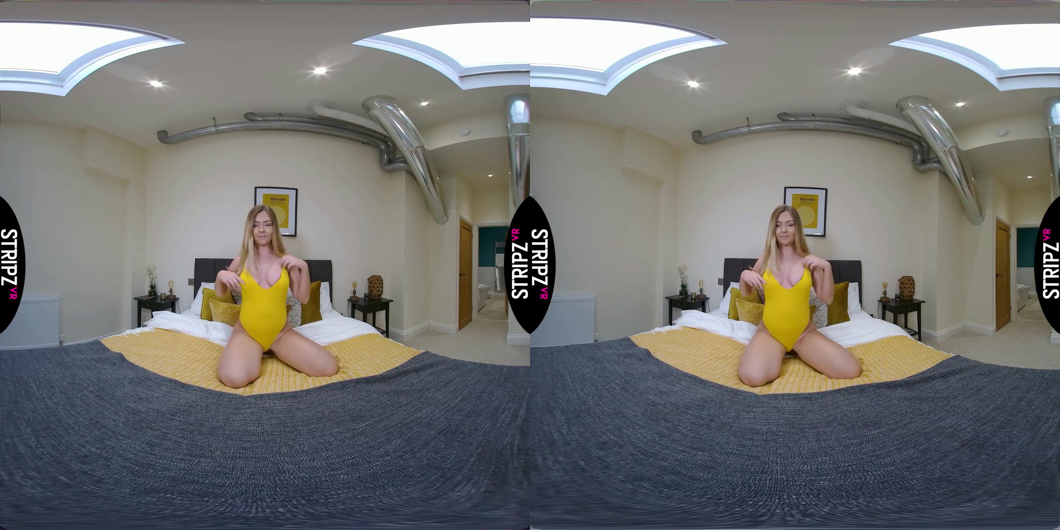 Buxom Babe - Big Tits Blonde Solo Striptease - SexLikeReal
