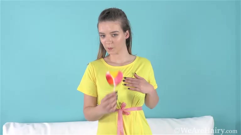 Sonya Rose enjoys her candy and strips naked