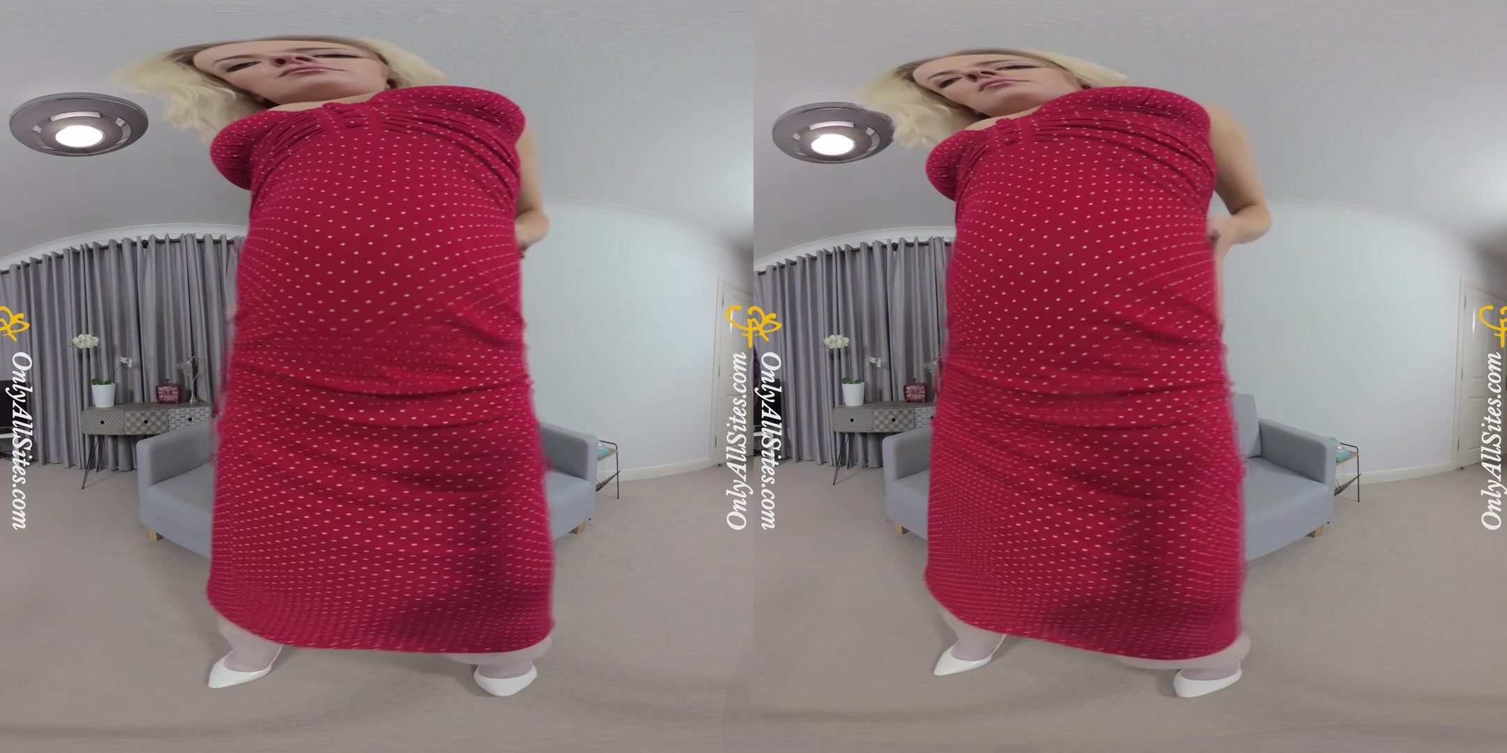 Grace Lily - Red Dress and Pantyhose - OnlyTease