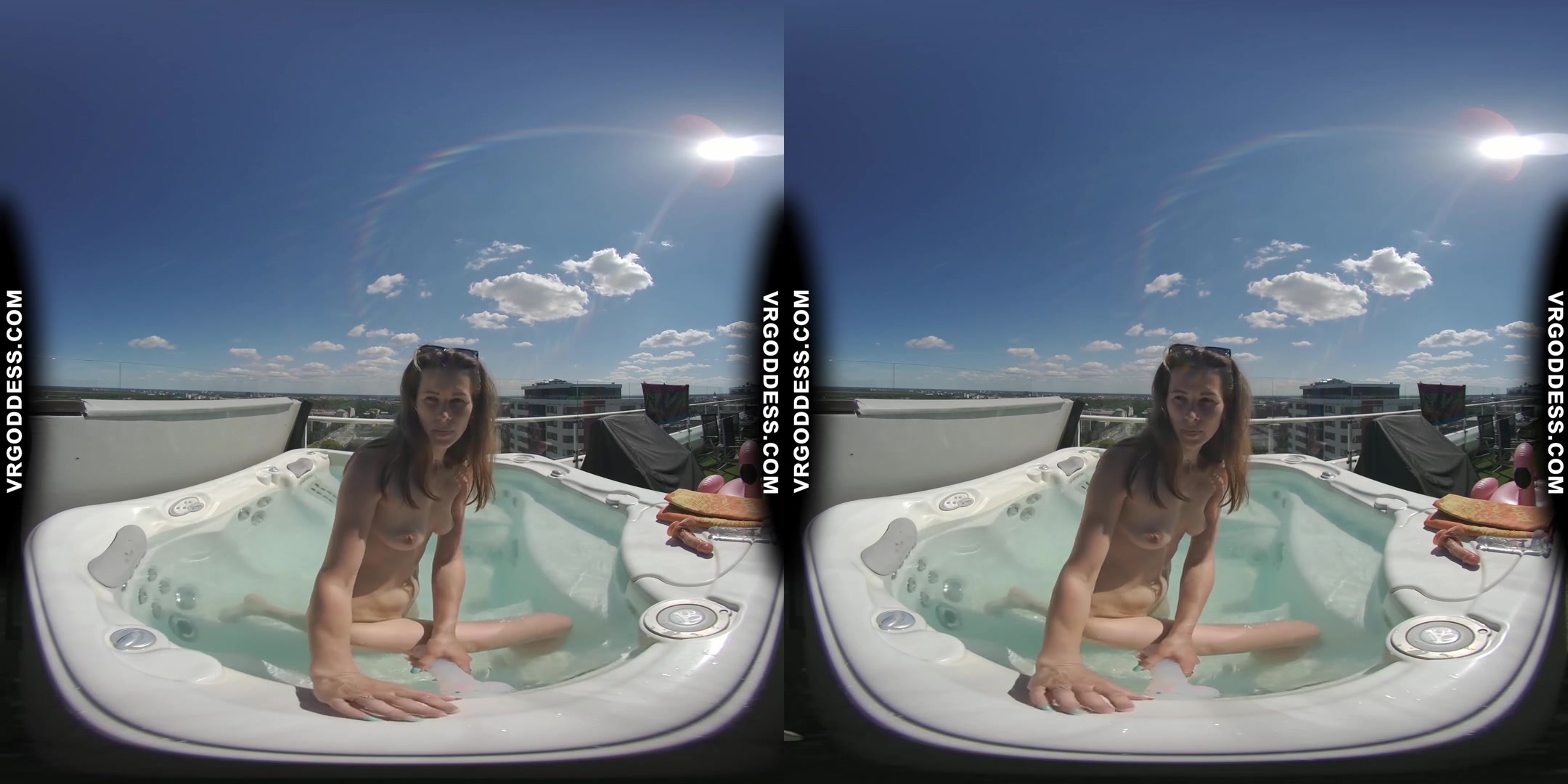 Rooftop Jacuzzi Private Moments With Model Josie Masturbating With Dildos In The Sun