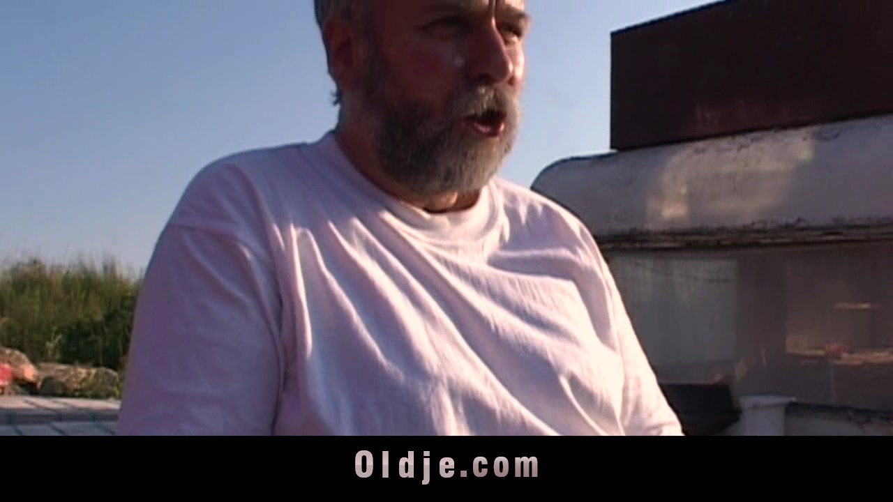 Sexy teen 18+ blonde fucks horny old man outdoor