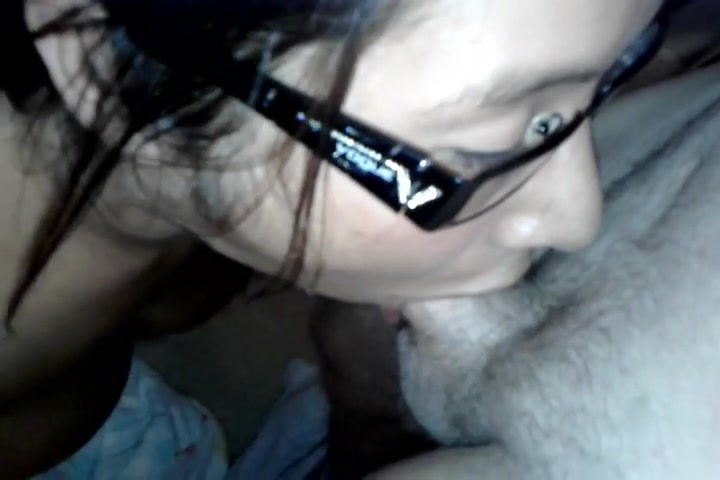 I am playing with her huge tits while she sucking my dick