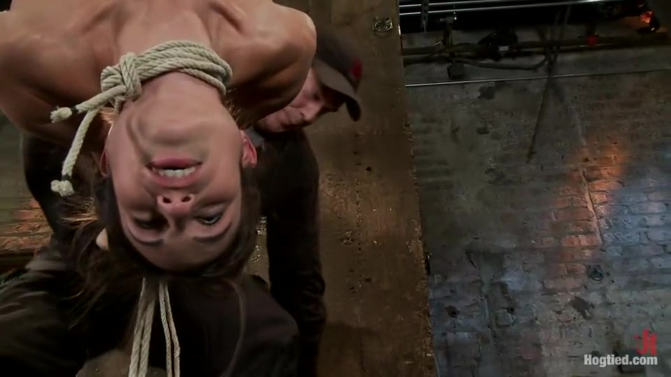 Tiny flexible brunette suffers a Category 5 suspension while being made to cum over and over!