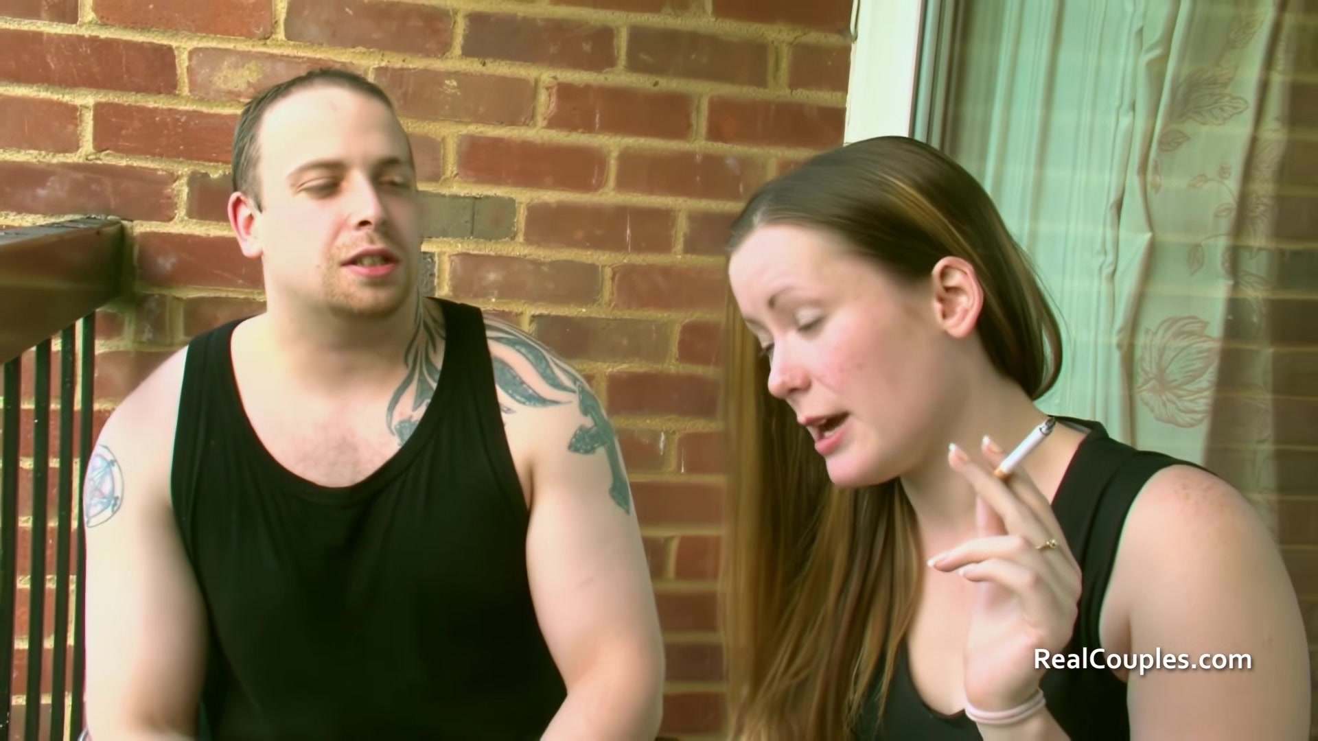 Wild girlfriend with her partner a male friend