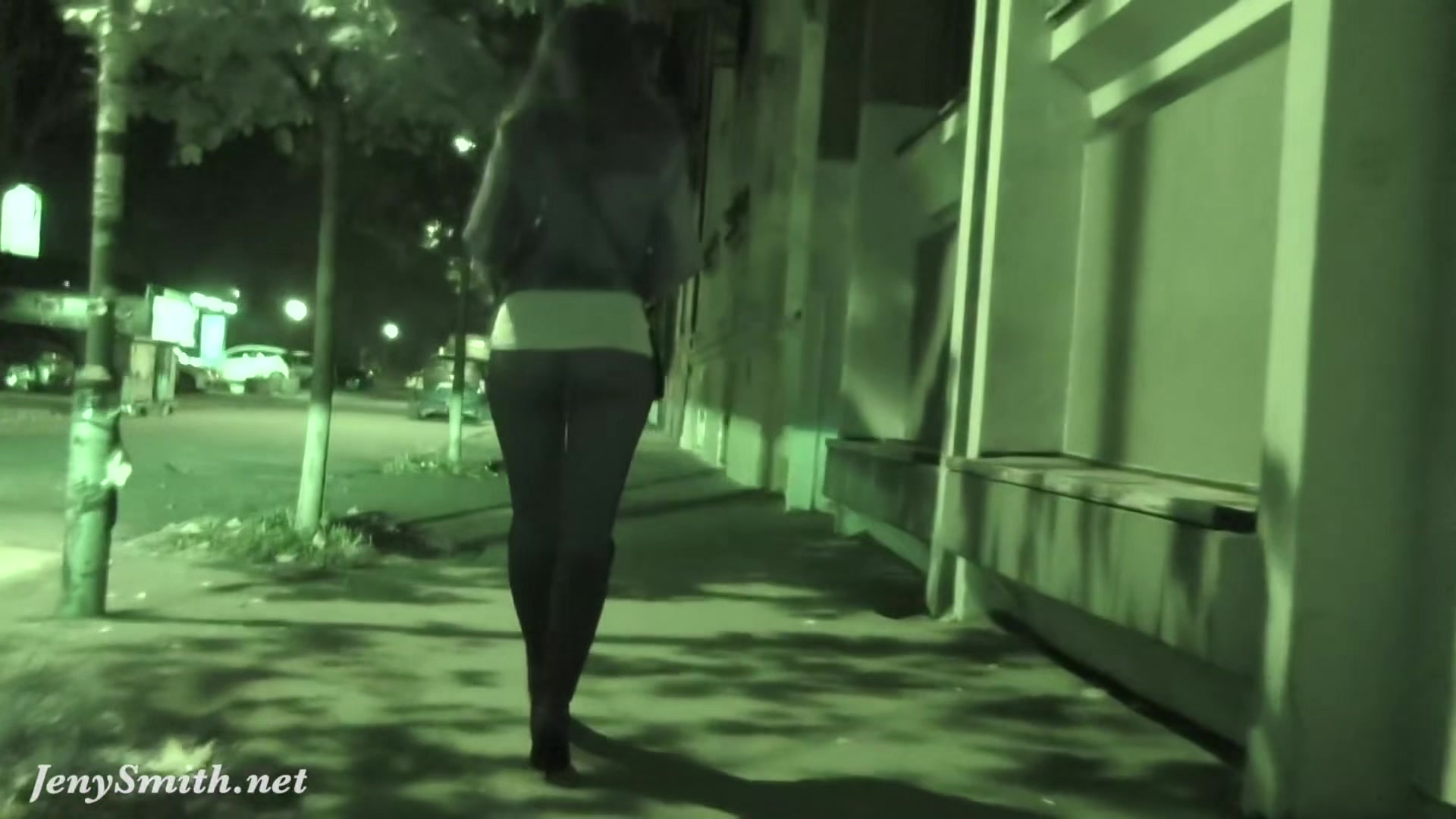Jeny Smith goes in a club with simless transparent leggings. Teasing a stranger in public place