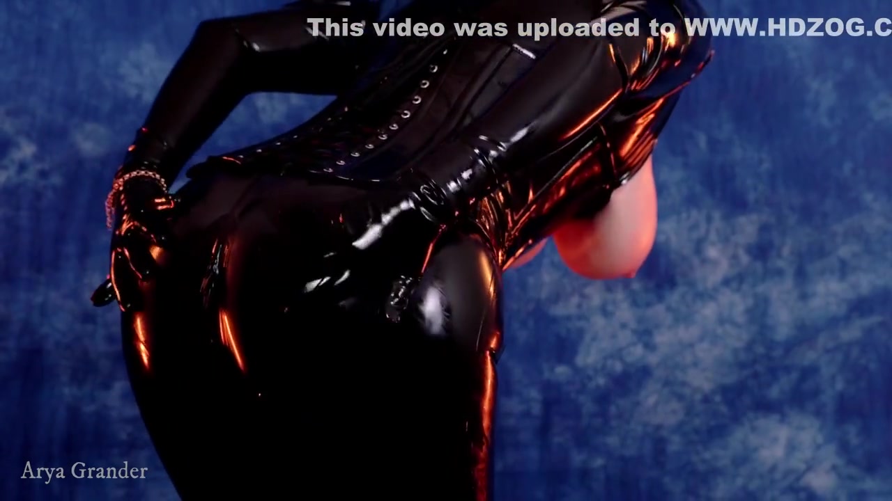 Arya Grander - Shiny Latex Rubber Catsuit Curvy Milf. Dominatrix Thigh High Over Knee Boots Corset 4k