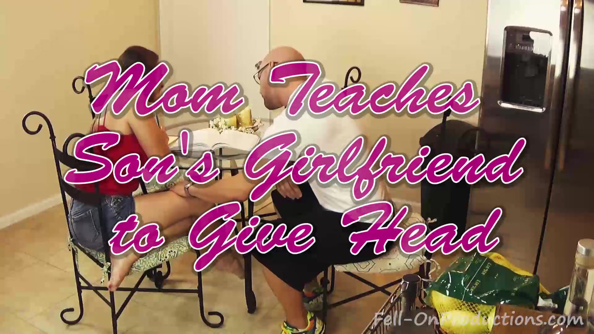 MILF Step mom Madisin Lee teaches Step son's Girlfriend to give Blowjob