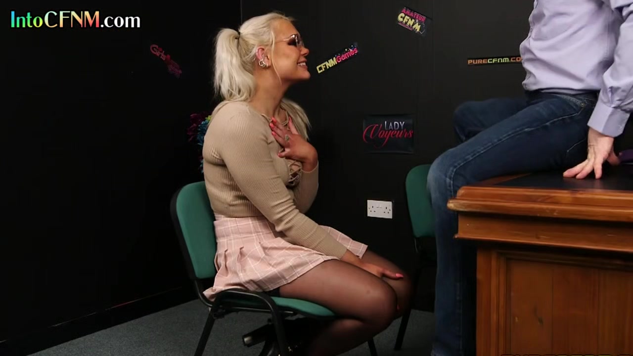 Office CFNM cocksucker spoils guys cock in femdom BJ
