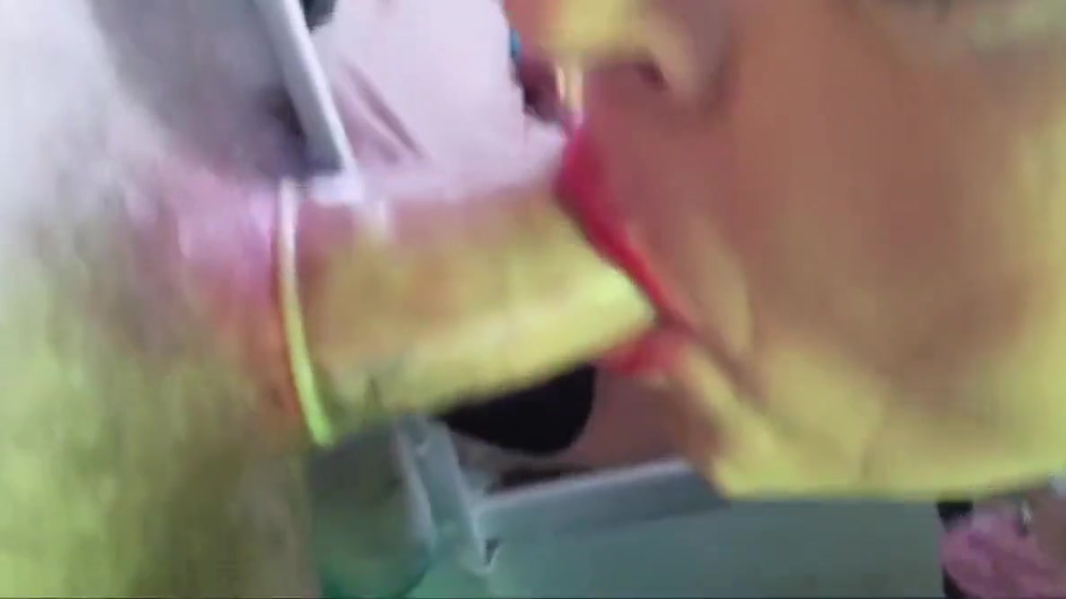 My slave joy sucks and wanks her Masters cock with black glo