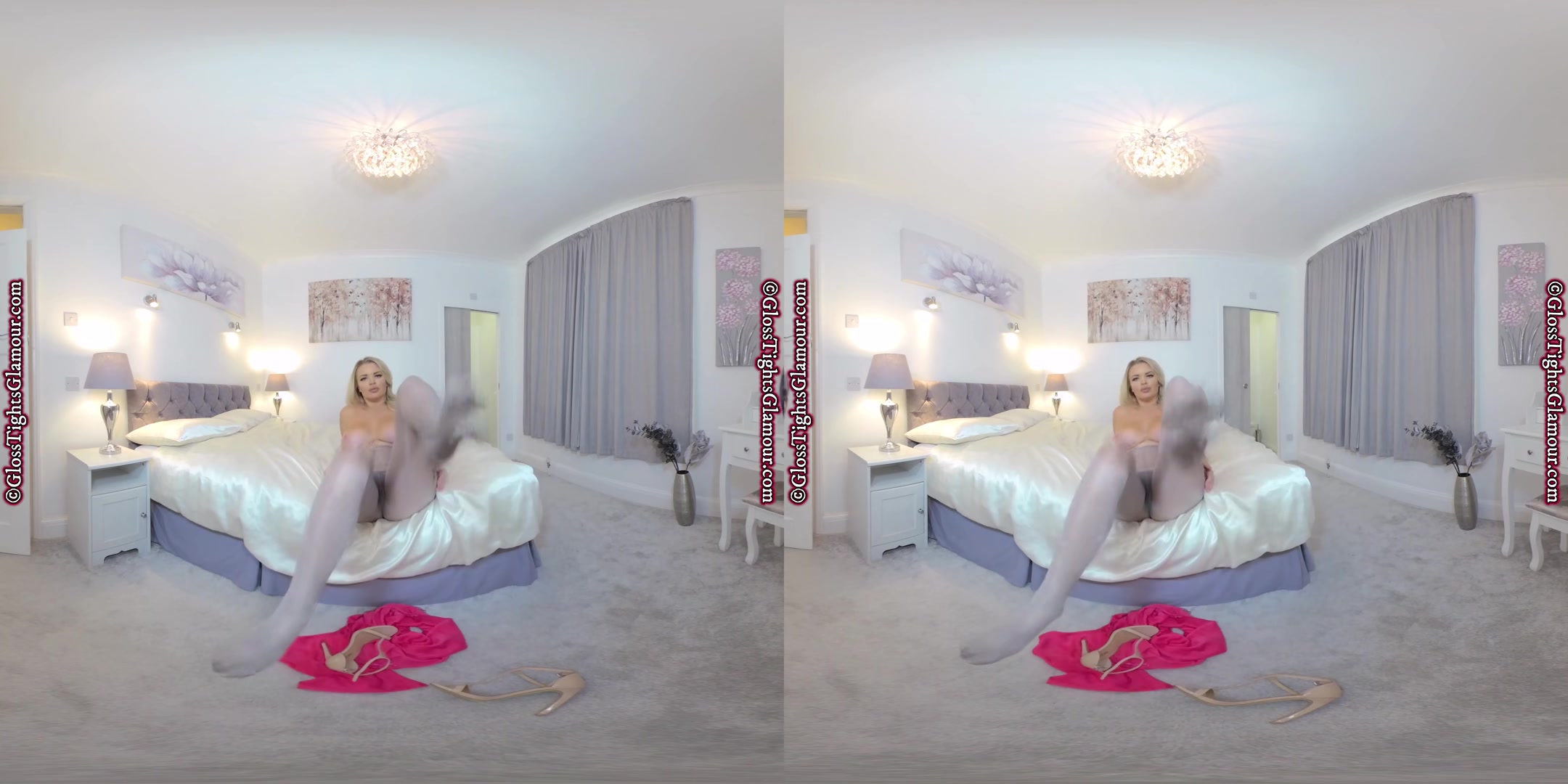 Sensuous Silver Tights - GlossTightsGlamourVR