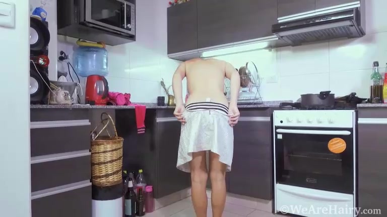 Lula strips naked in her kitchen to masturbate - WeAreHairy