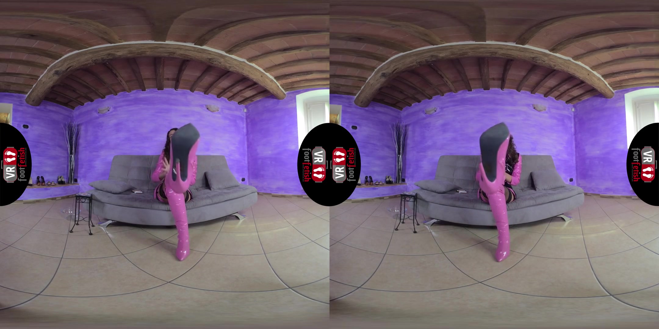Unbelievably Sexy Thena In Skin - Tight Latex Outfit; Leg and Foot Fetish VR Watersport