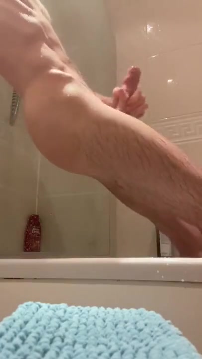 Hot And Steamy Shower Wank Two - Amateur Cumming Big Dick Married Straight Guy. Wanking To Cum