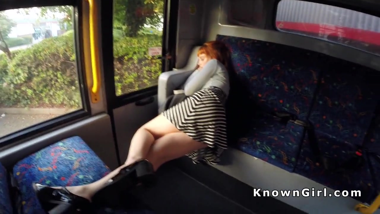 Hirsute redhead amateur teen 18+ banging in the bus