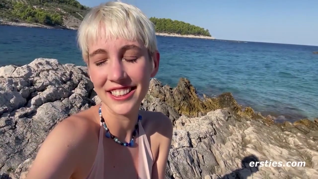 Adorable Annika Fingers Herself On A Beach In Croatia