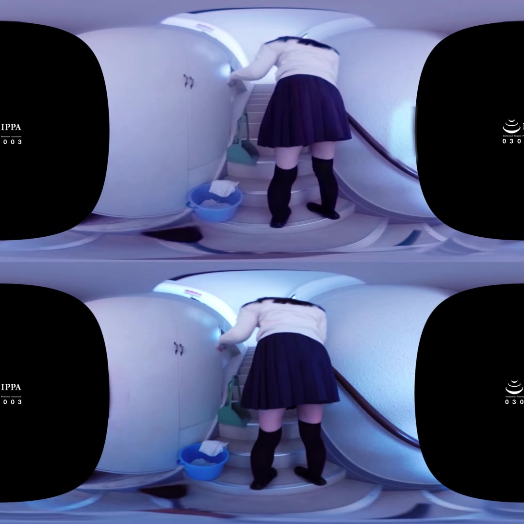 Hinata Suzumori - Cute Flashing Her Panties While she Cleans the Steps in Thigh-High Socks - MUGONVR