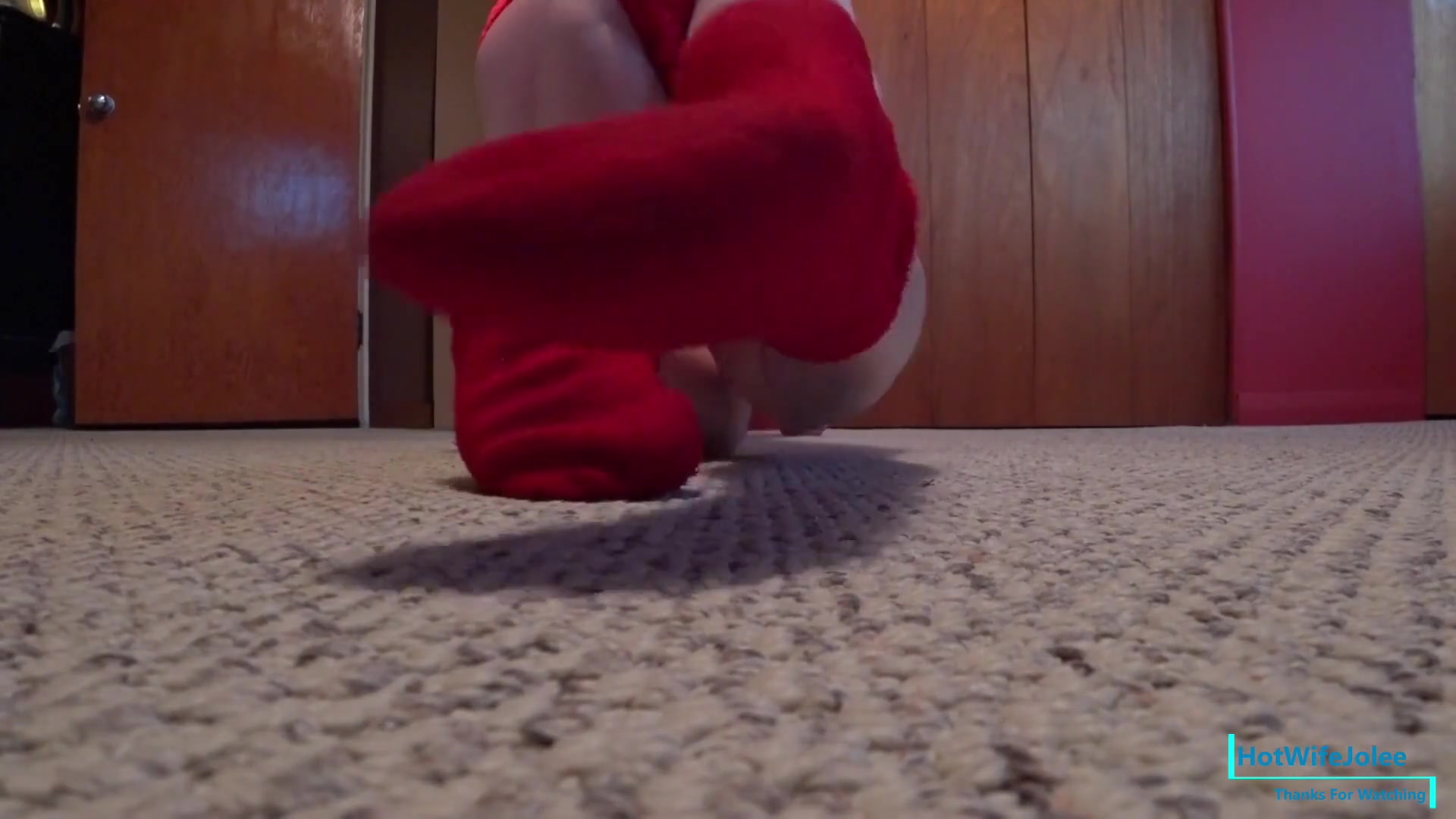 Fluffy Red Socks - CougarBabeJolee