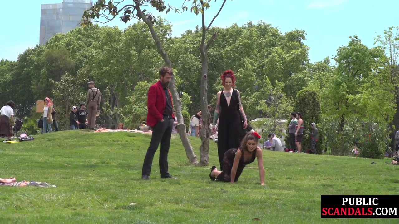 Slutty bae trapped at public place by dominant BDSM friends