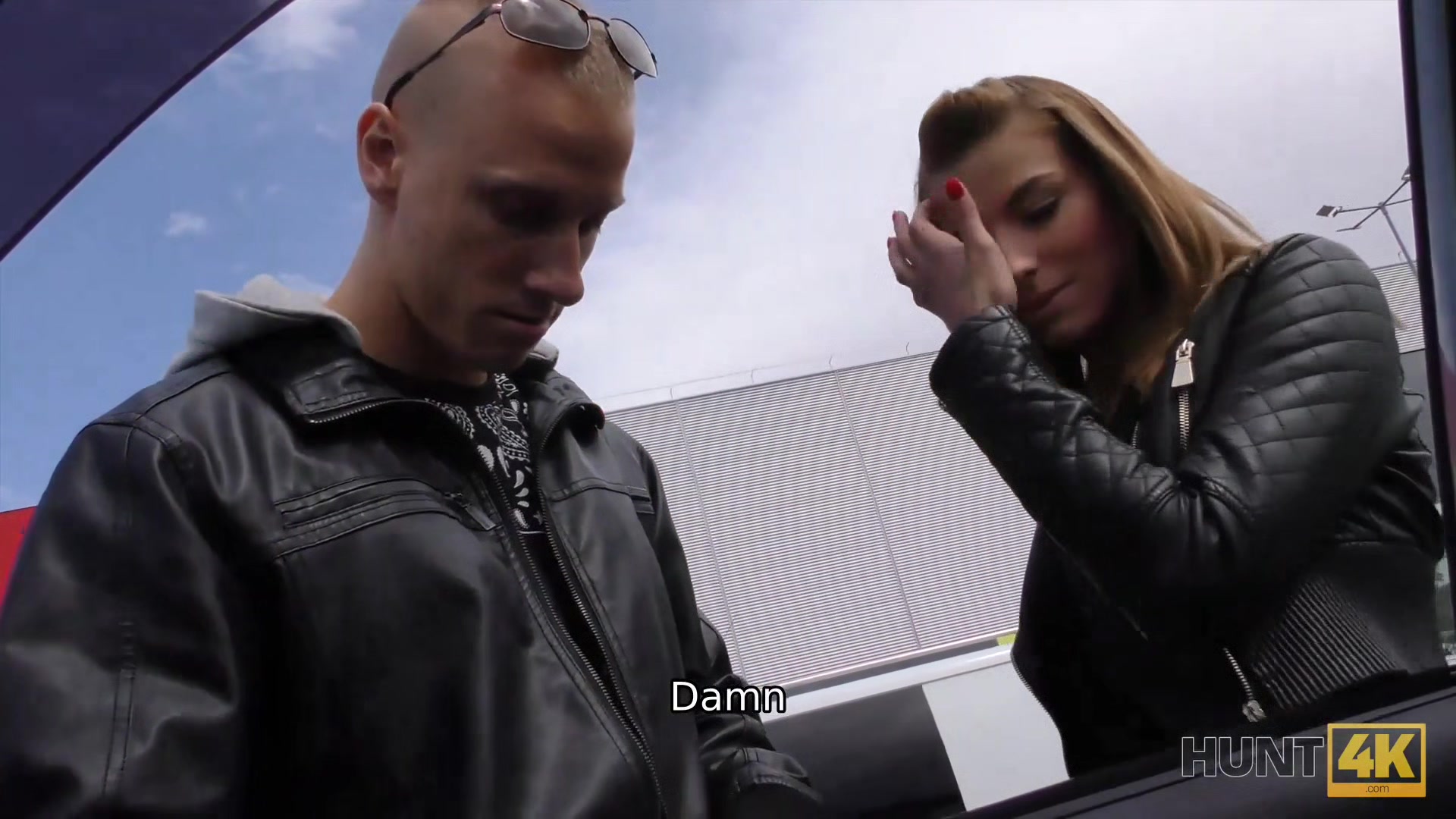 HUNT4K. Slutty girl has dirty sex in the car in front of bf