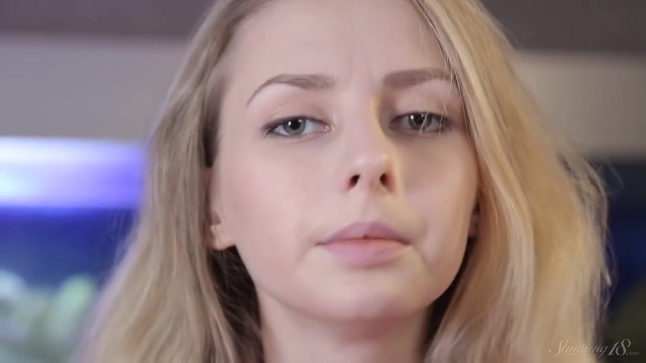 Stunning Blonde teen 18+ Masturbates With A Dildo In The Aquarium