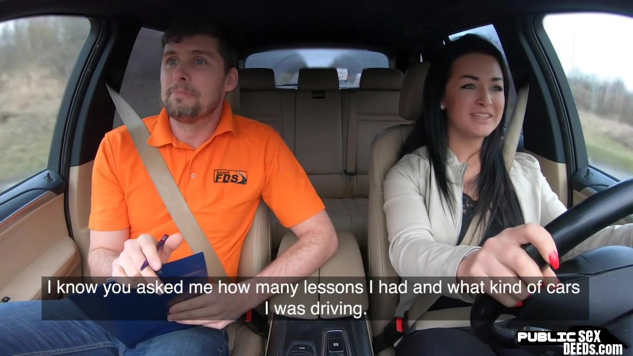 Darkhair eurobabe gives head and rides her instructor