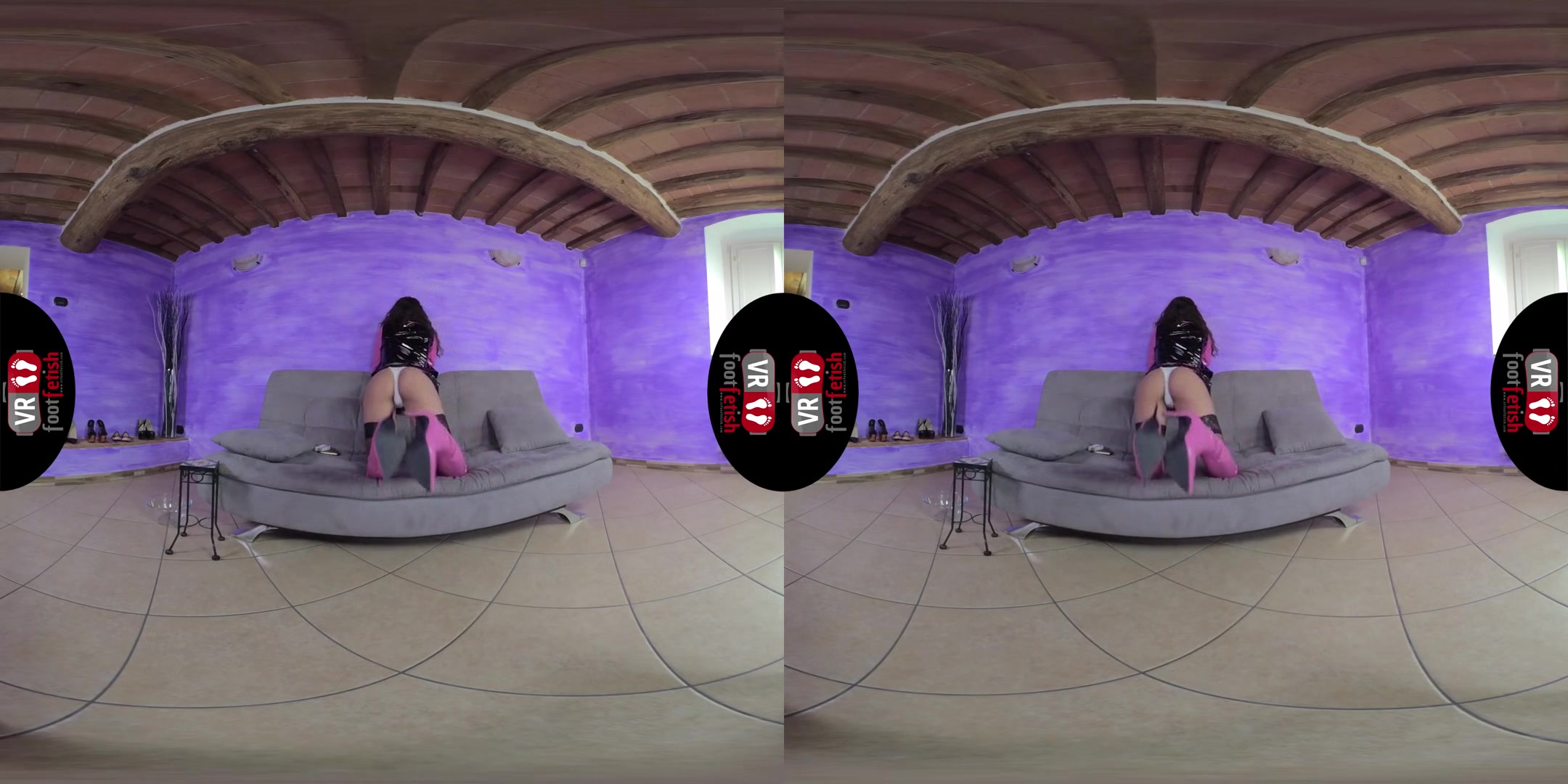 Unbelievably Sexy Thena In Skin - Tight Latex Outfit; Leg and Foot Fetish VR Watersport
