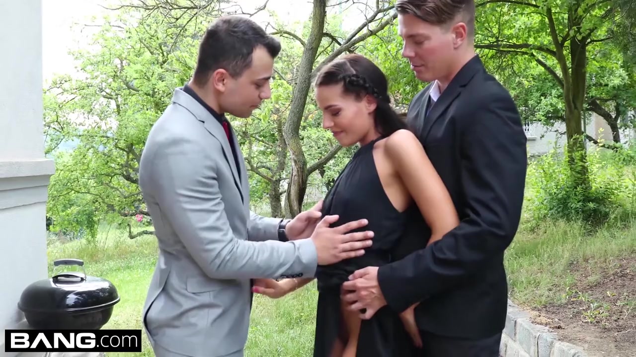 Eveline Dellai sucks and fucks two dicks at her bbq