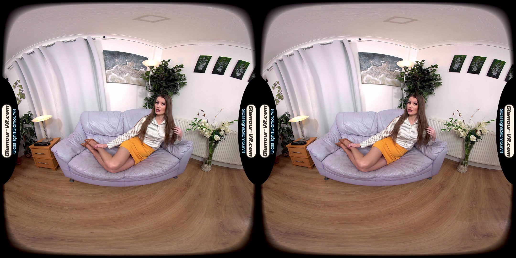 Brook Logan Secretary With Tan Crotchless Glossy Tights & X-Rated Treat - 8k Vr