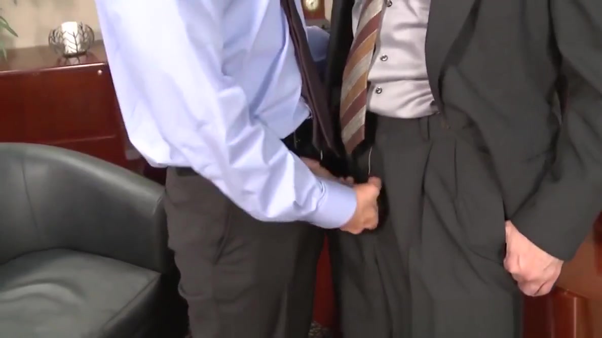 Suited hunks assfucking in office