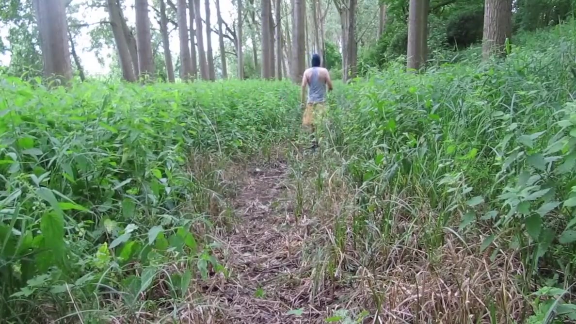 Outdoor Hawian Grass Skirt Walk With Boner