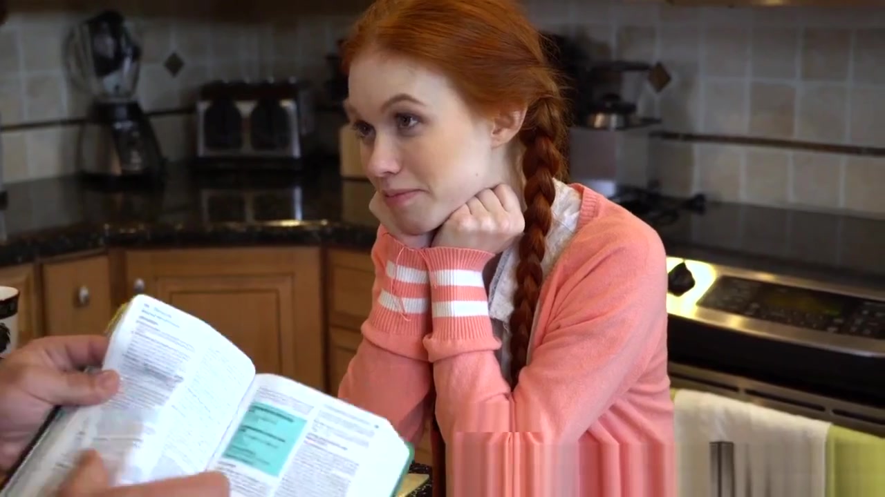 Ginger petite begs tutor to stretch out pussy