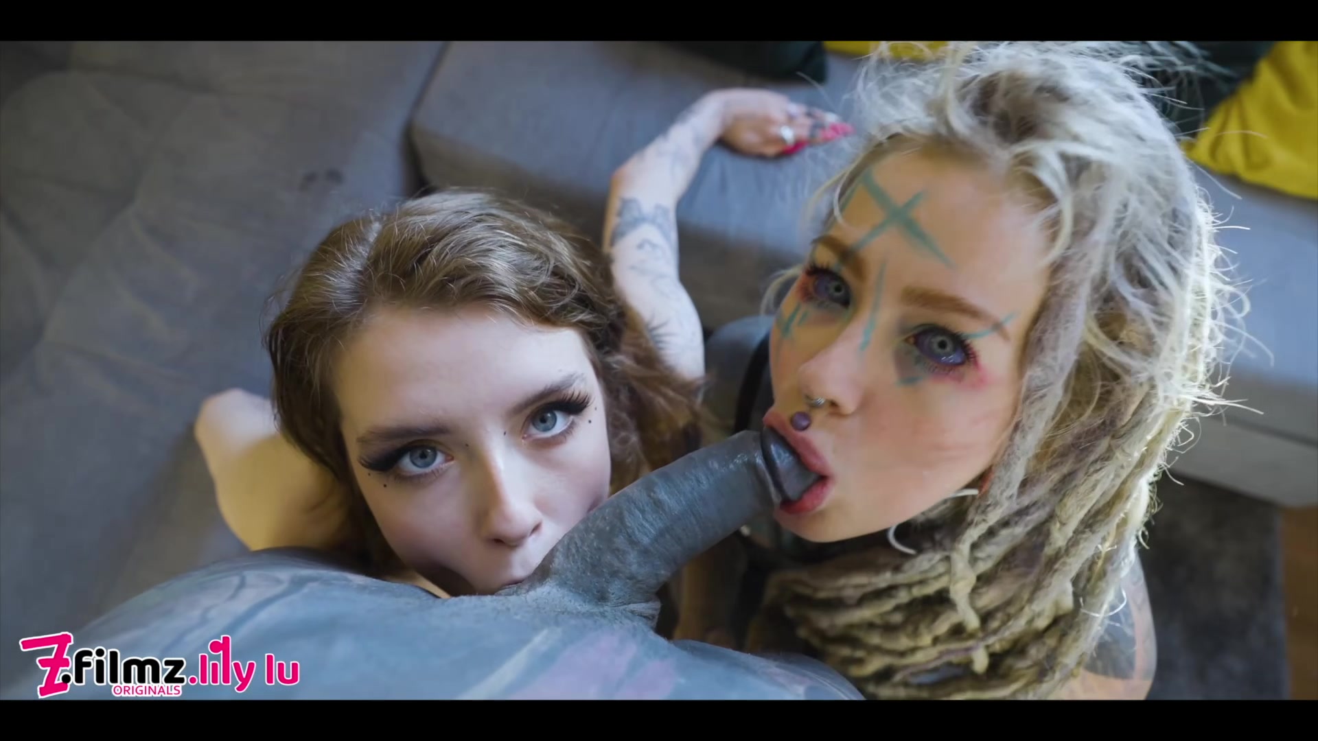 Alt-punk Teen Girls Share A Tattoo Cock