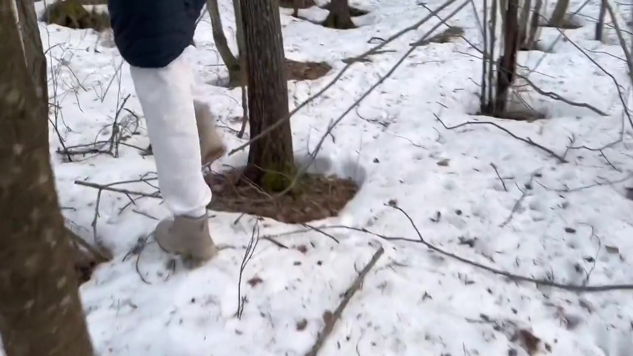 Fucking My Stepbrother In The Snowy Woods. He Filled Me Up