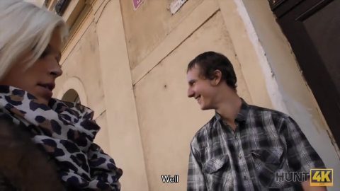 HUNT4K. Beautiful teen 18+ tries sex for money with skillful neighbor