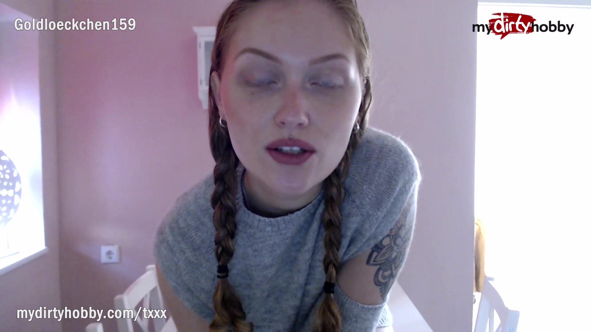 MyDirtyHobby - Young amateur teen 18+ rides her dildo while parents are away