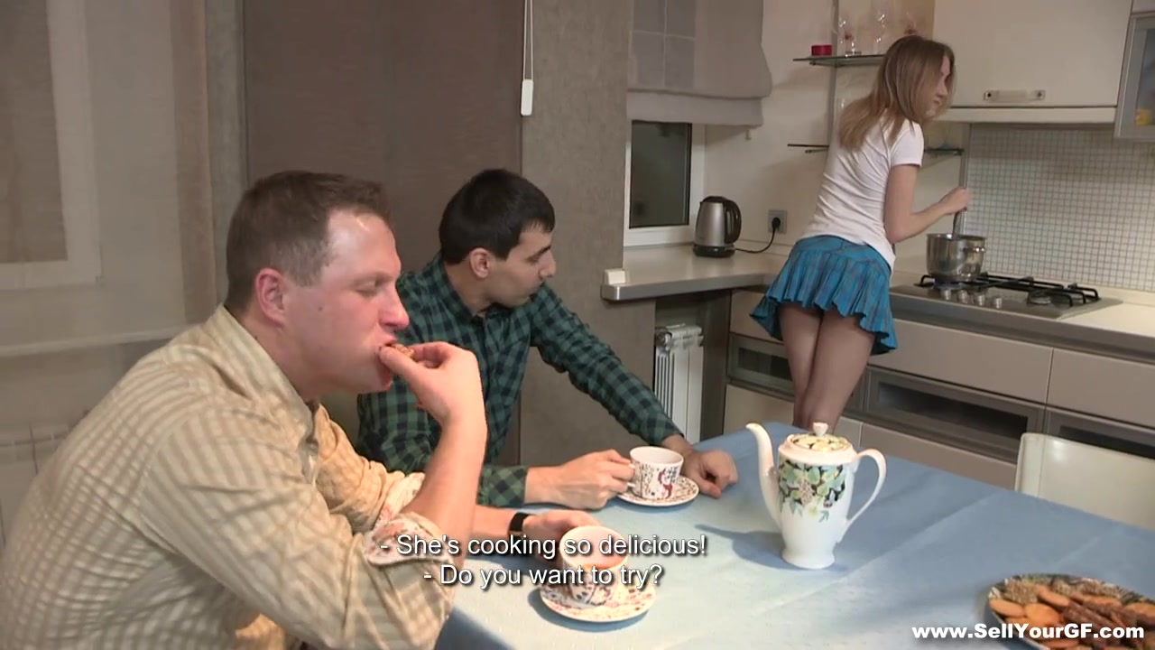 Debbie in Sex dessert on a kitchen table