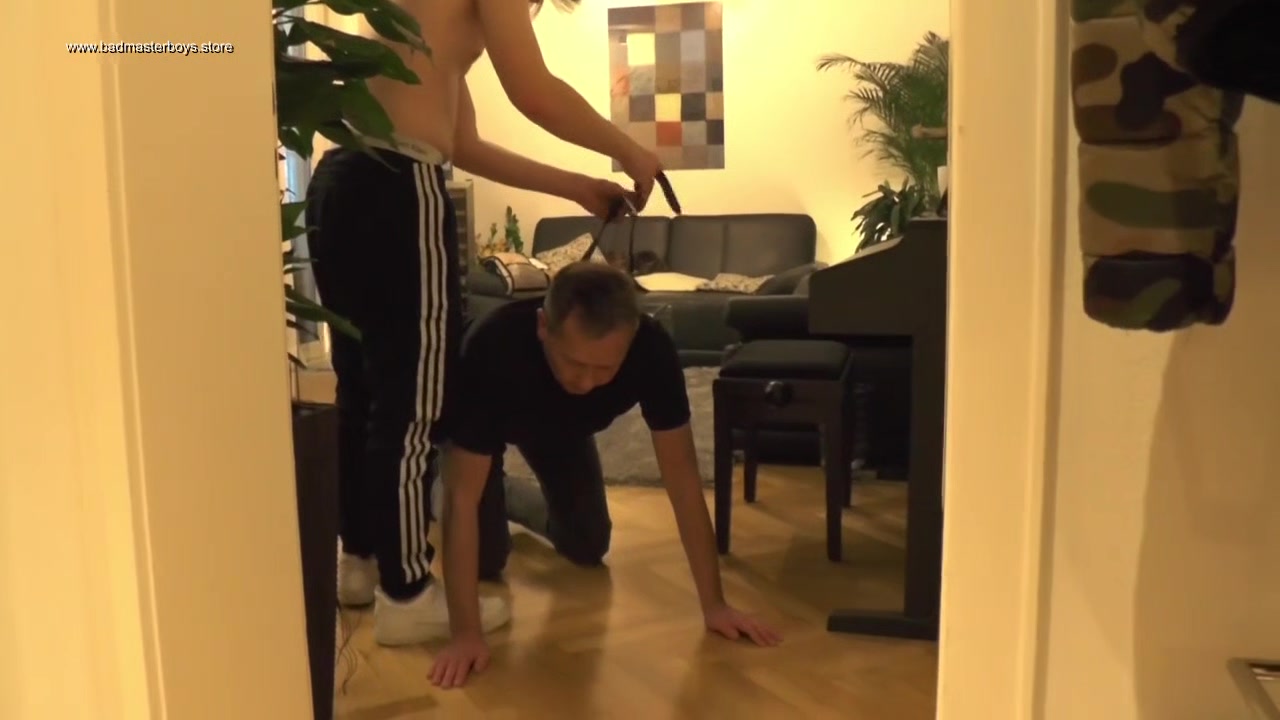 Master teen boy sneaker licking