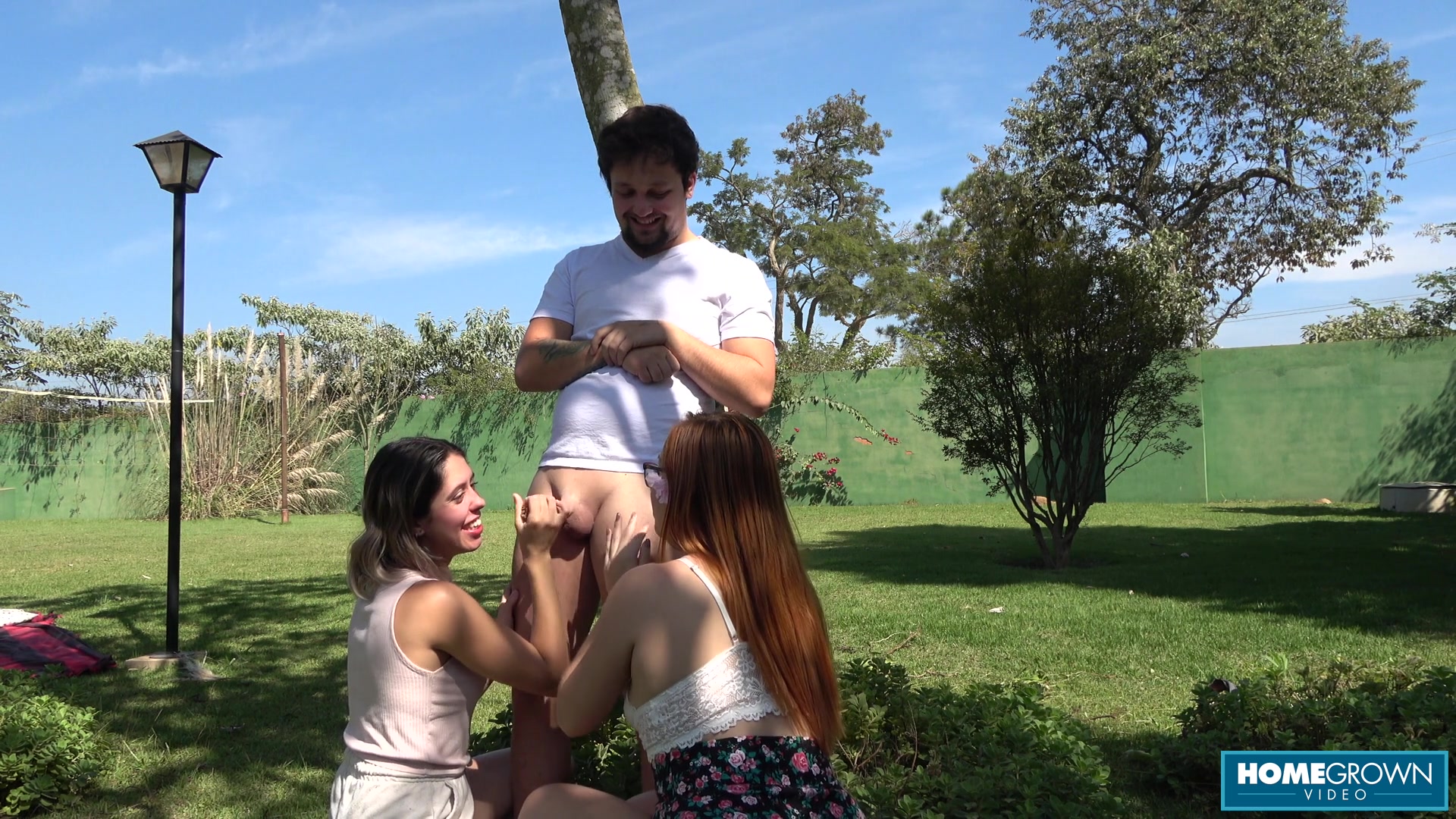 Super lucky Stephan enjoys Ema and Scarlett in the sun for a super hot threesome.