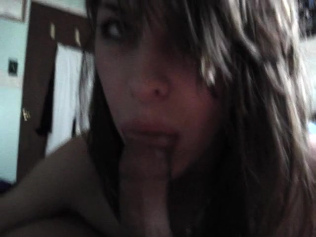 Sweet chick with braces taking a cock deep in her mouth