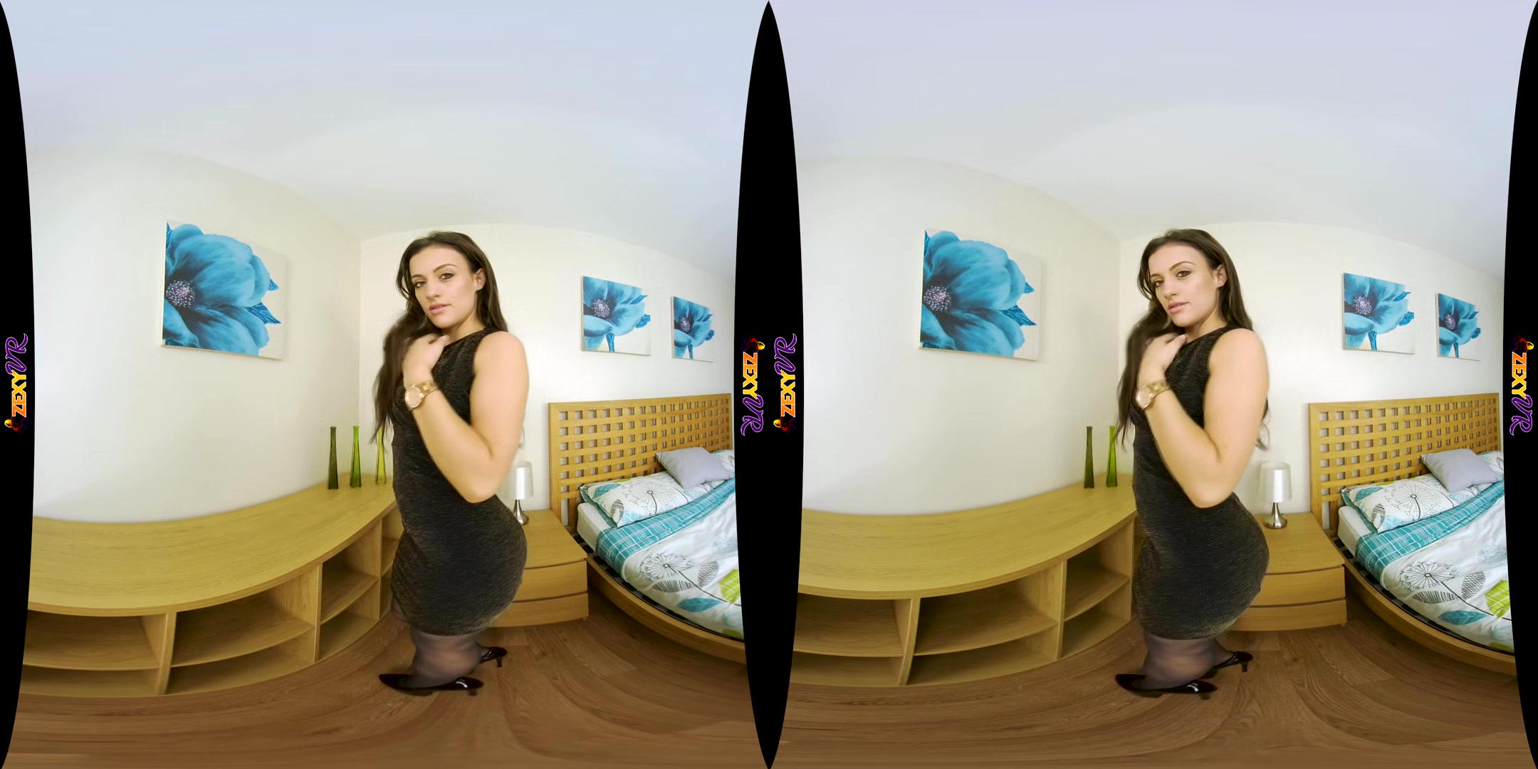 Bedside Babe - Big Tits Brunette Vr Striptease - Sexlikereal