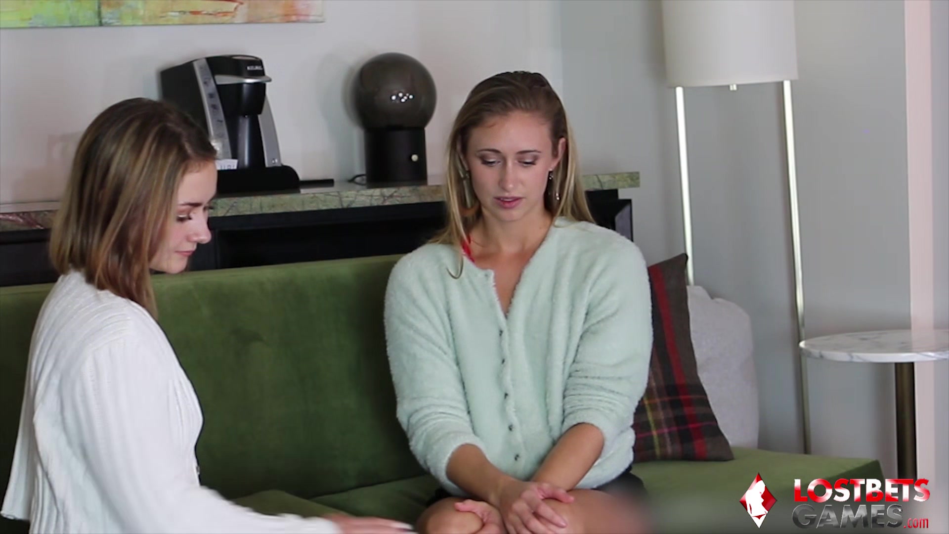 Two Gorgeous Co-Eds Play a Strip Card Memory Game