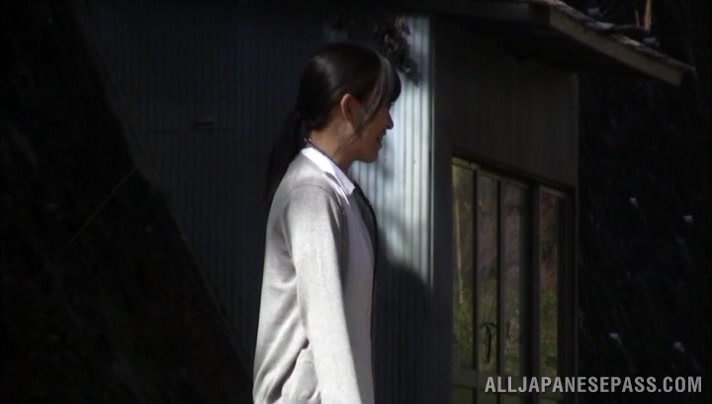 Horny Japanese nurse sucks cock in front of a