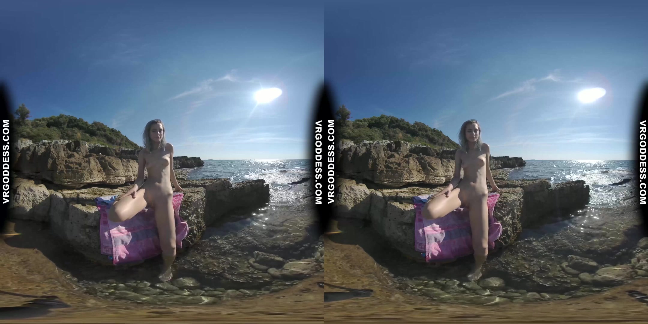 Sensual Sunbathing And Skinny Dipping On Vacation With Sexy Thin Blonde Poppy Jillin