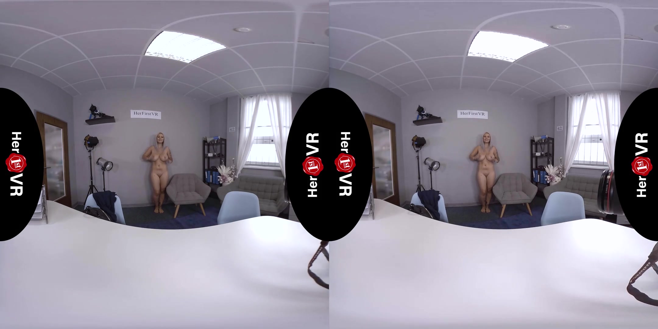 Domino - VR Casting; Huge Tits Blonde Amateur with Tattoos