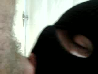 Slut wearing balaclava deep-throating my cock