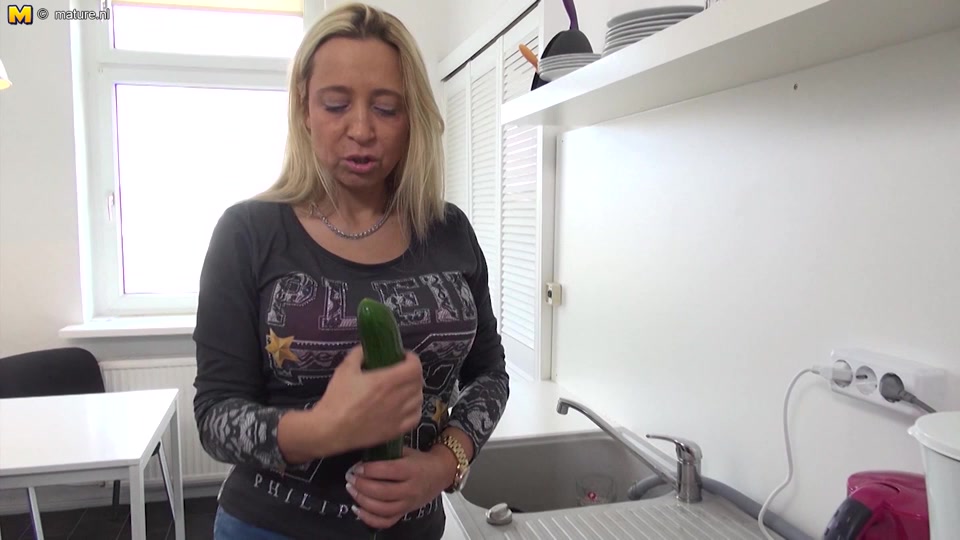 Naughty German Step mom Playing With A Cucumber - MatureNL