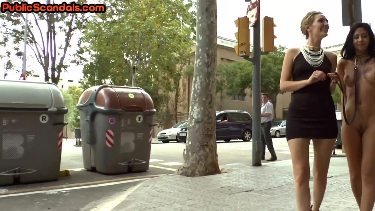 Real public babe exposed naked outdoor after 3way sex